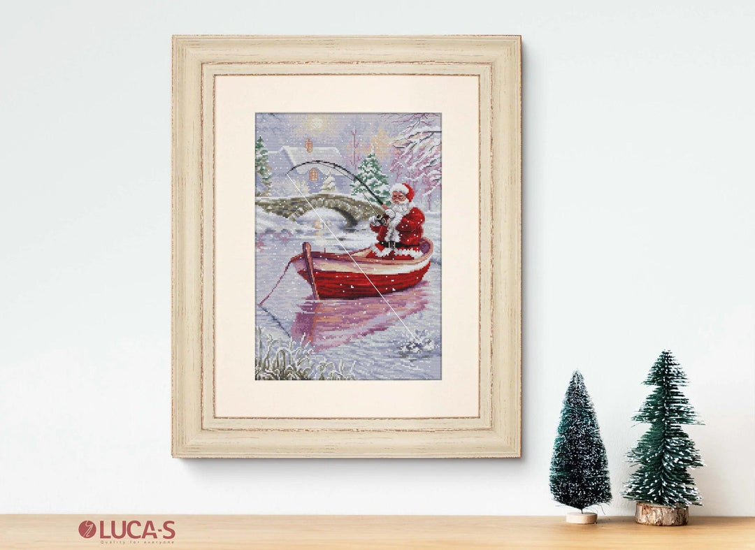 Santa Fishing BU5014L Counted Cross-Stitch Kit