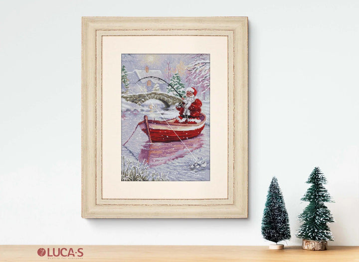 Santa Fishing BU5014L Counted Cross-Stitch Kit