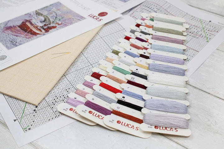 Santa Fishing BU5014L Counted Cross-Stitch Kit