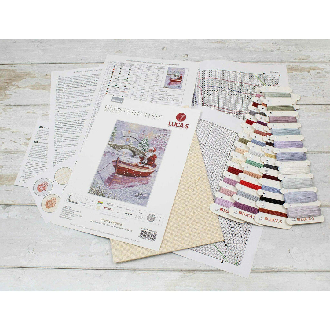 Santa Fishing BU5014L Counted Cross-Stitch Kit