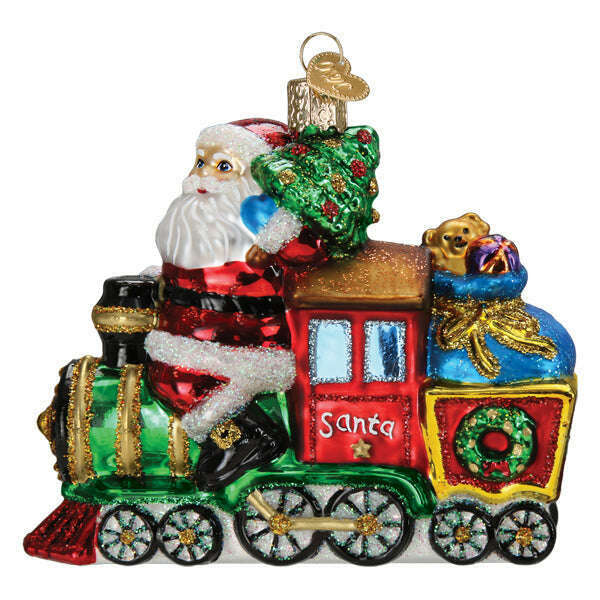 Old World Christmas Santa on Locomotive Blown Glass Ornament