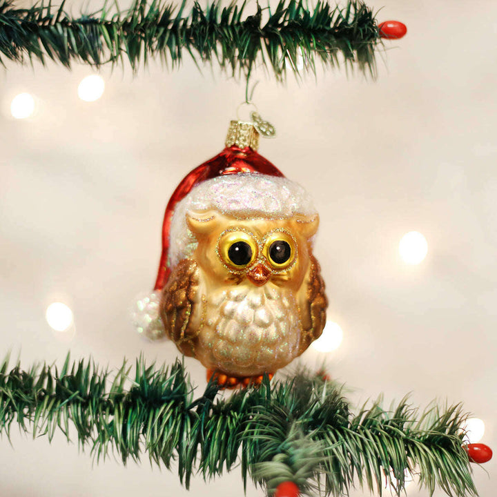 Old World Christmas Santa Owl Blown Glass Ornament