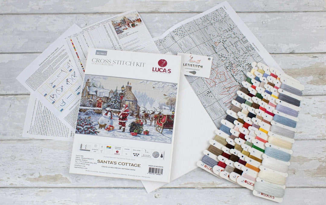 Santa's Cottage BU5011L Counted Cross-Stitch Kit