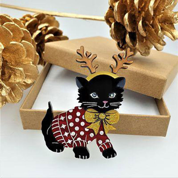 Santa's Little Helper Cat Brooch by Cherryloco Jewellery 3