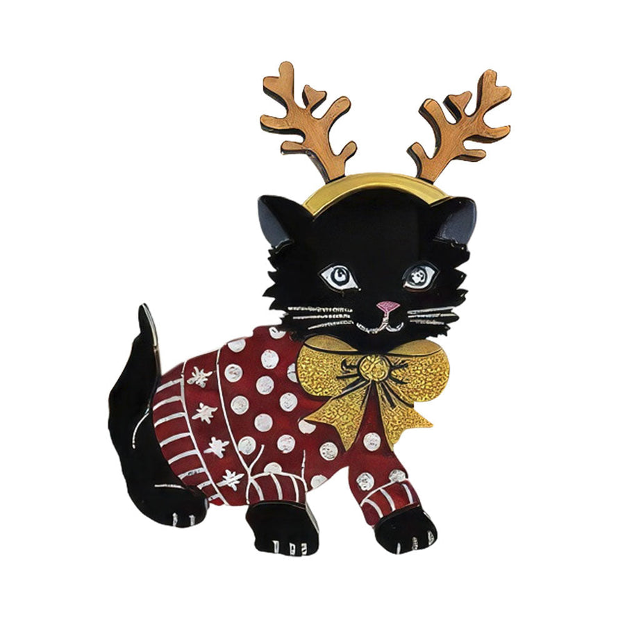 Santa's Little Helper Cat Brooch by Cherryloco Jewellery 1