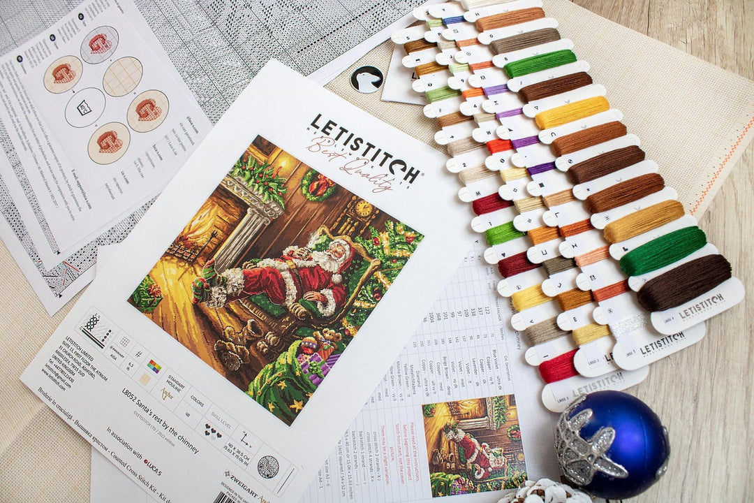 Santa's rest by the chimney L8052 Counted Cross Stitch Kit