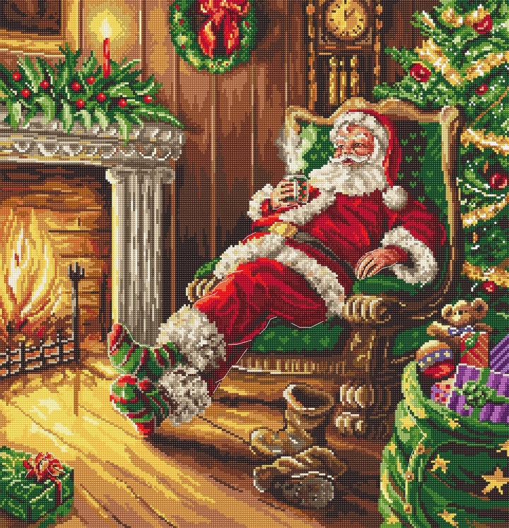 Santa's rest by the chimney L8052 Counted Cross Stitch Kit