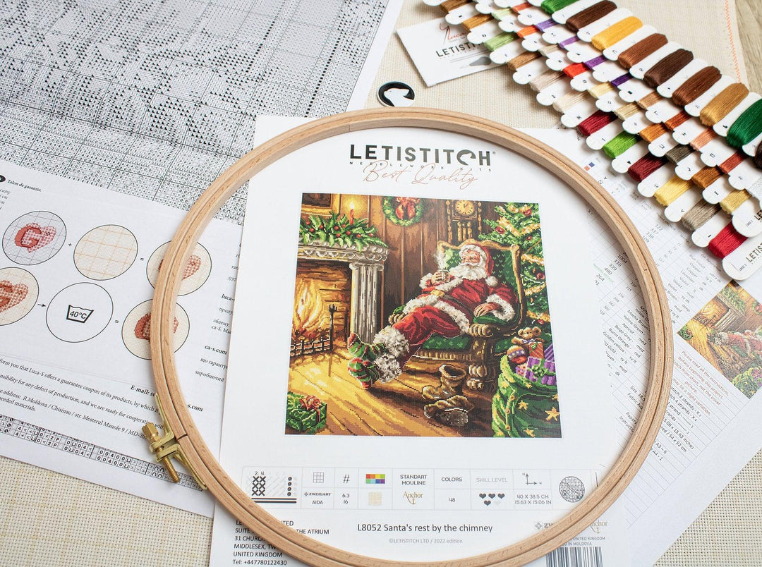 Santa's rest by the chimney L8052 Counted Cross Stitch Kit