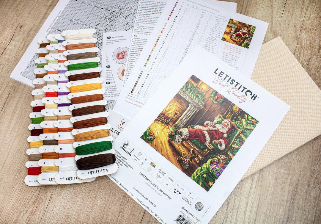 Santa's rest by the chimney L8052 Counted Cross Stitch Kit