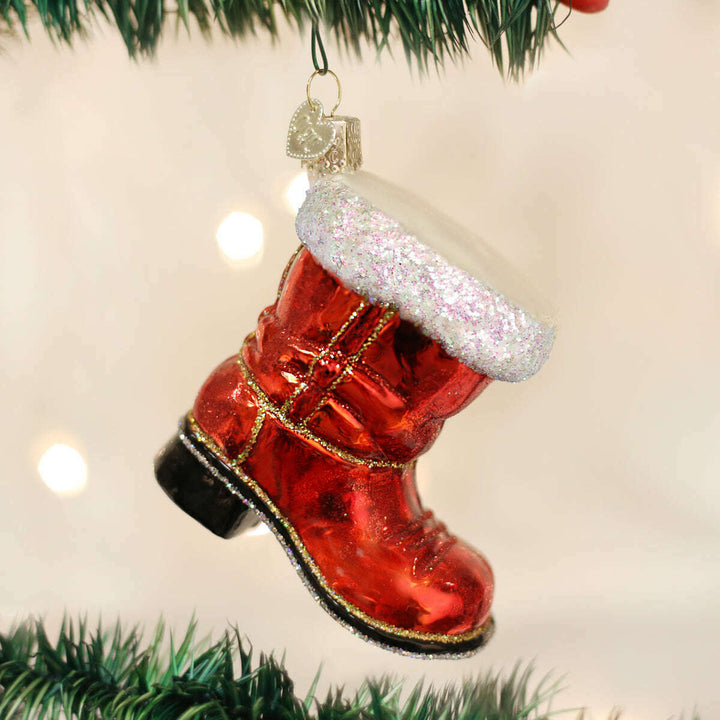 Old World Christmas Santa's Boot Blown Glass Ornament