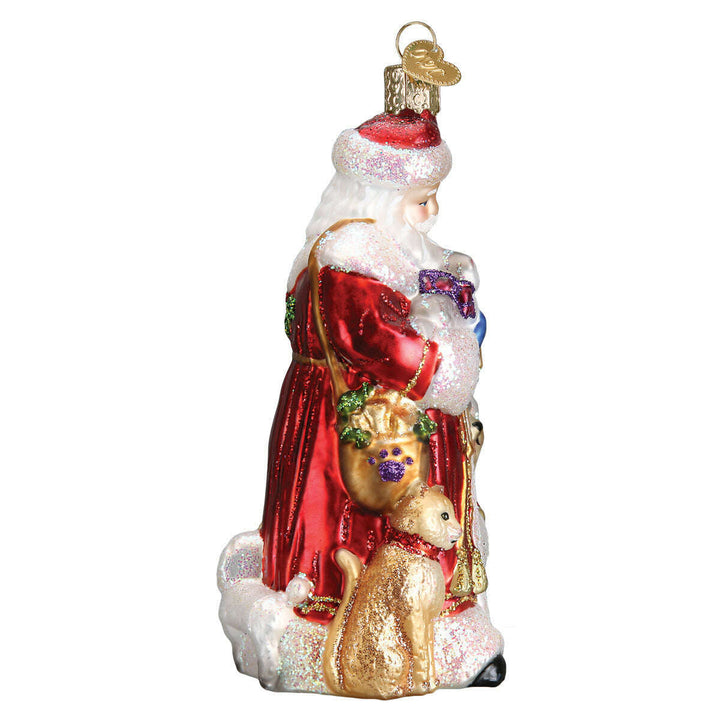 Old World Christmas Santa's Furry Friends Blown Glass Ornament