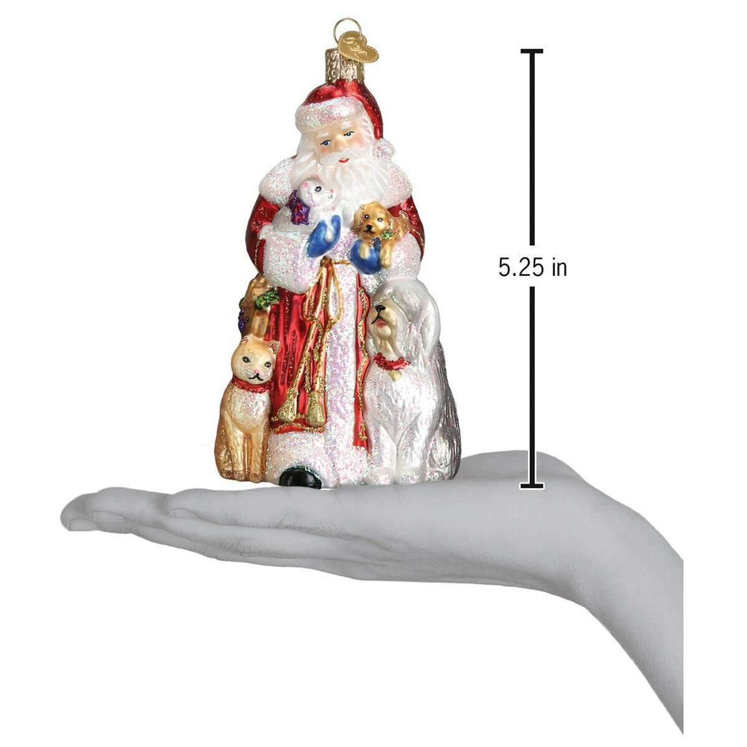 Old World Christmas Santa's Furry Friends Blown Glass Ornament