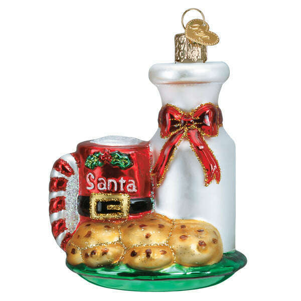 Old World Christmas Santa's Milk and Cookies Blown Glass Ornament