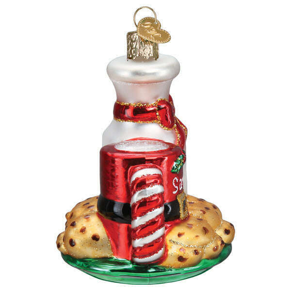 Old World Christmas Santa's Milk and Cookies Blown Glass Ornament