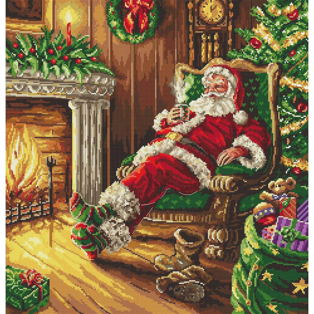 Santa's rest by the chimney L8052 Counted Cross Stitch Kit