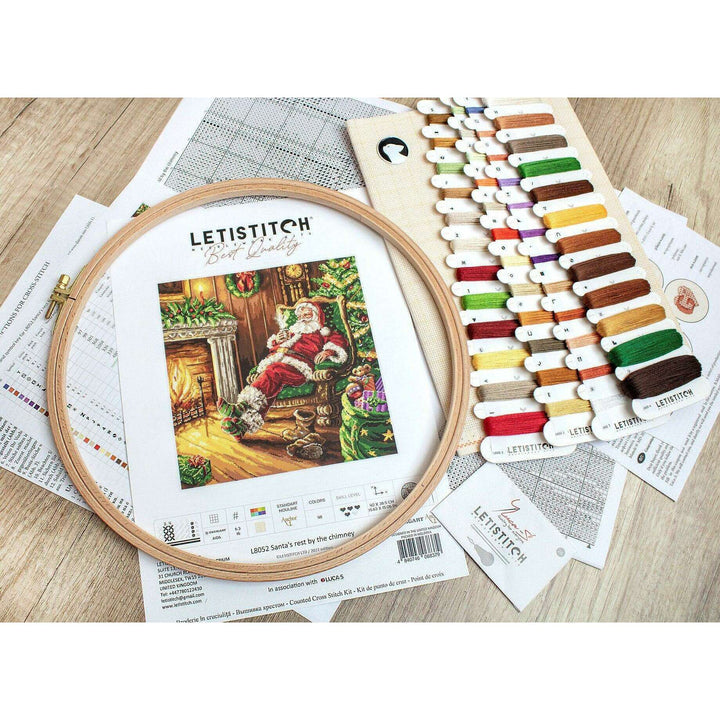 Santa's rest by the chimney L8052 Counted Cross Stitch Kit