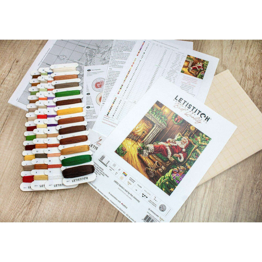 Santa's rest by the chimney L8052 Counted Cross Stitch Kit