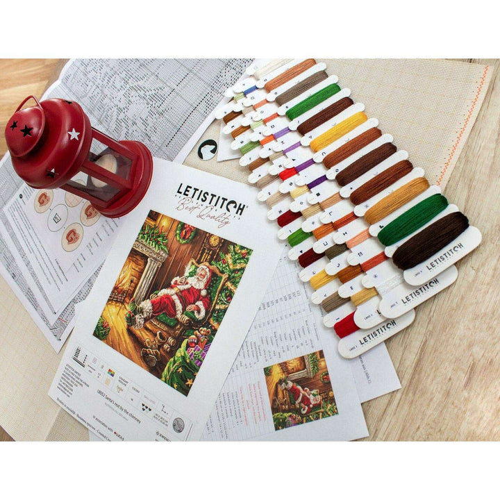 Santa's rest by the chimney L8052 Counted Cross Stitch Kit