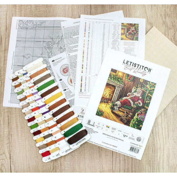Santa's rest by the chimney L8052 Counted Cross Stitch Kit