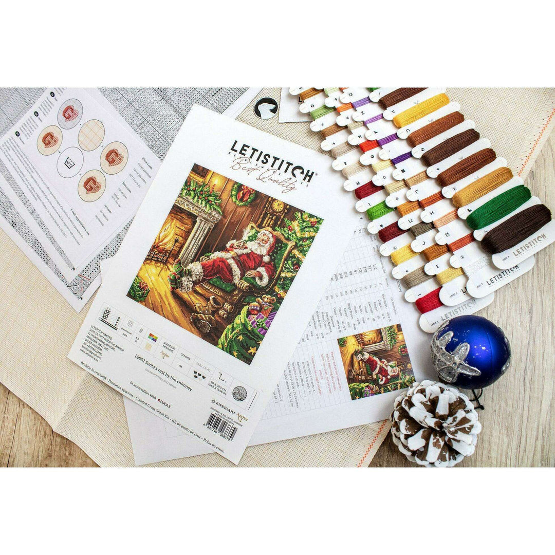 Santa's rest by the chimney L8052 Counted Cross Stitch Kit