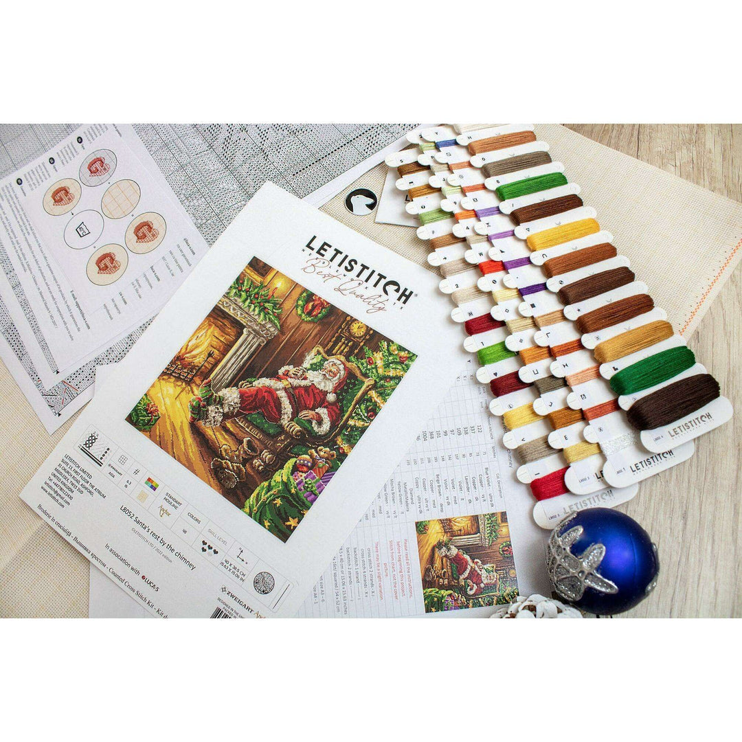 Santa's rest by the chimney L8052 Counted Cross Stitch Kit