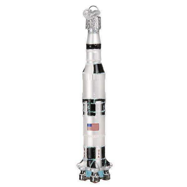 Old World Christmas Saturn V Rocket Blown Glass Ornament