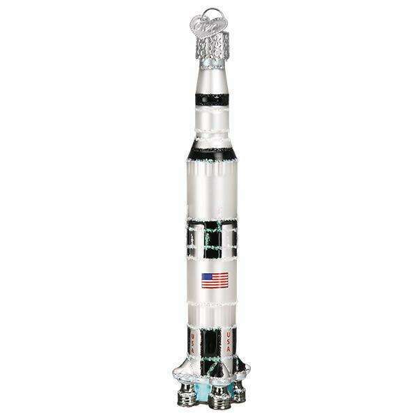 Old World Christmas Saturn V Rocket Blown Glass Ornament