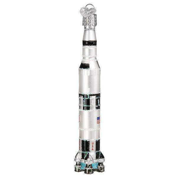 Old World Christmas Saturn V Rocket Blown Glass Ornament