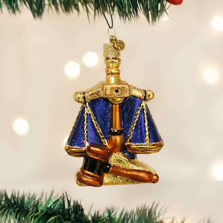 Old World Christmas Scales of Justice Blown Glass Ornament
