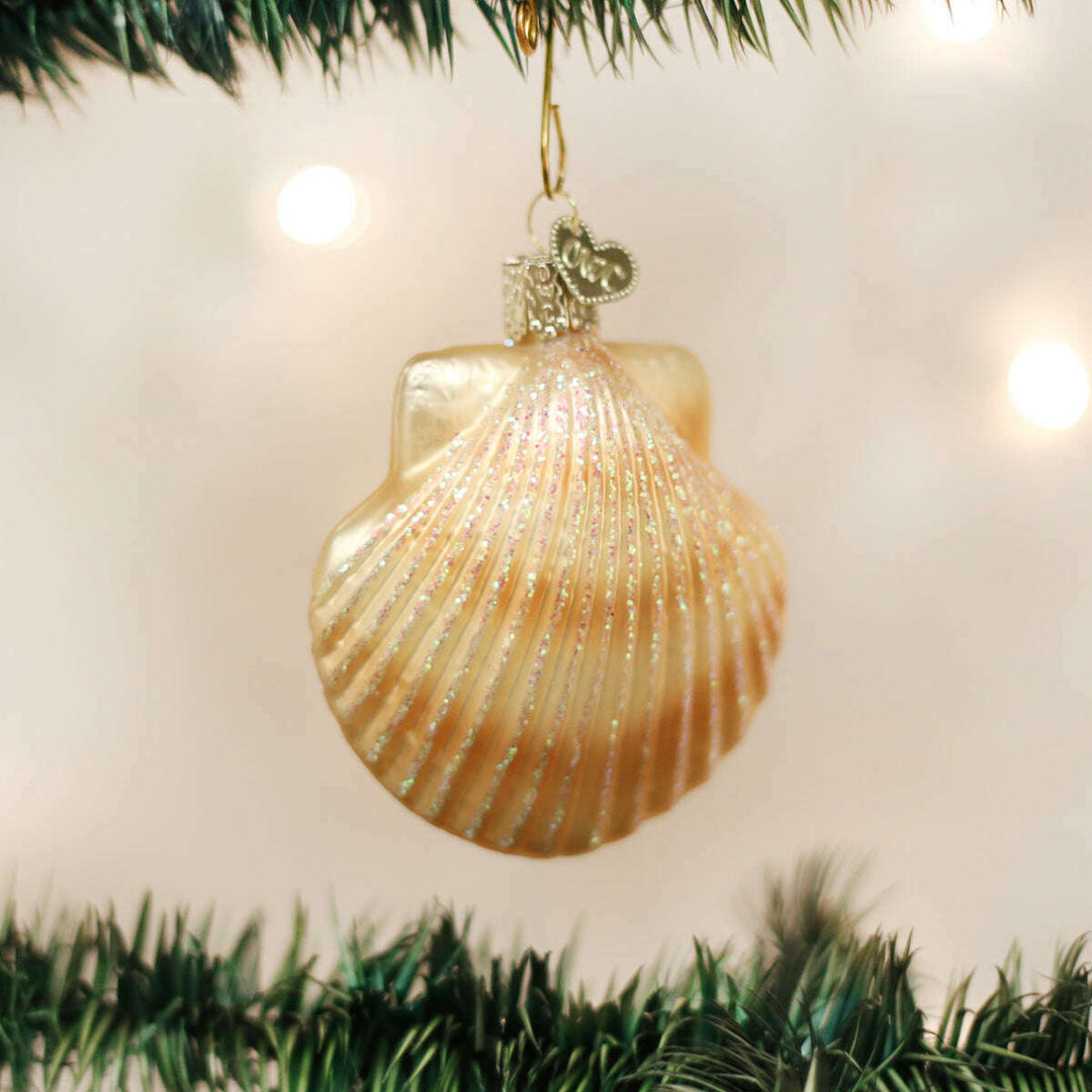 Old World Christmas Scallop Shell Blown Glass Ornament