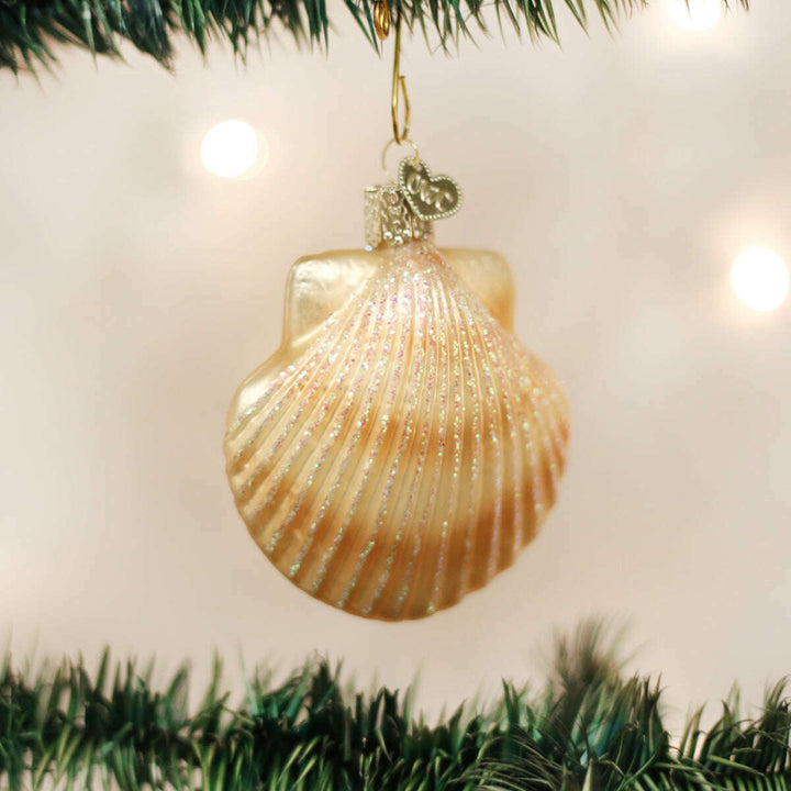Old World Christmas Scallop Shell Blown Glass Ornament