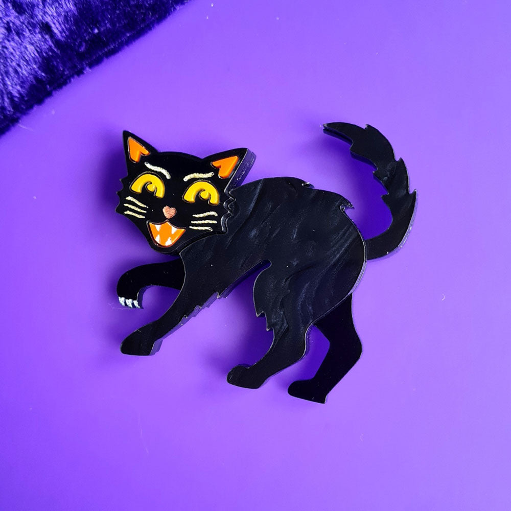 Scaredy Cat Brooch by Cherryloco Jewellery 2