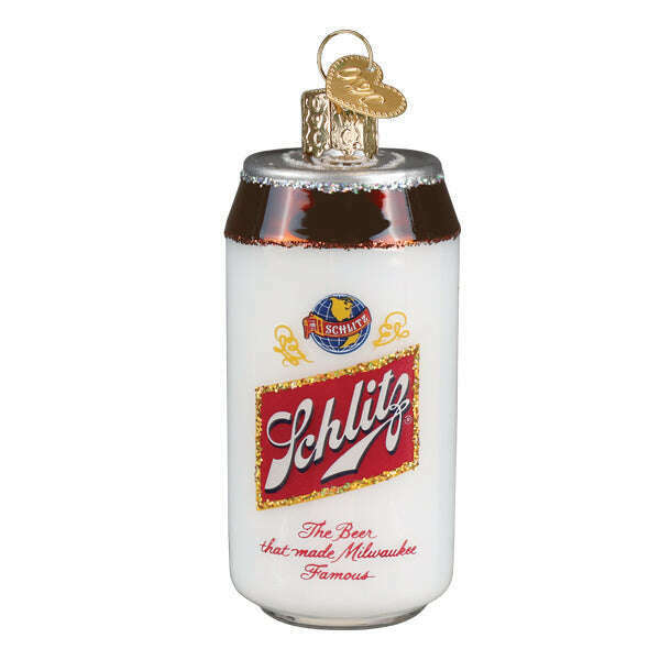 Old World Christmas Schlitz Beer Can Blown Glass Ornament