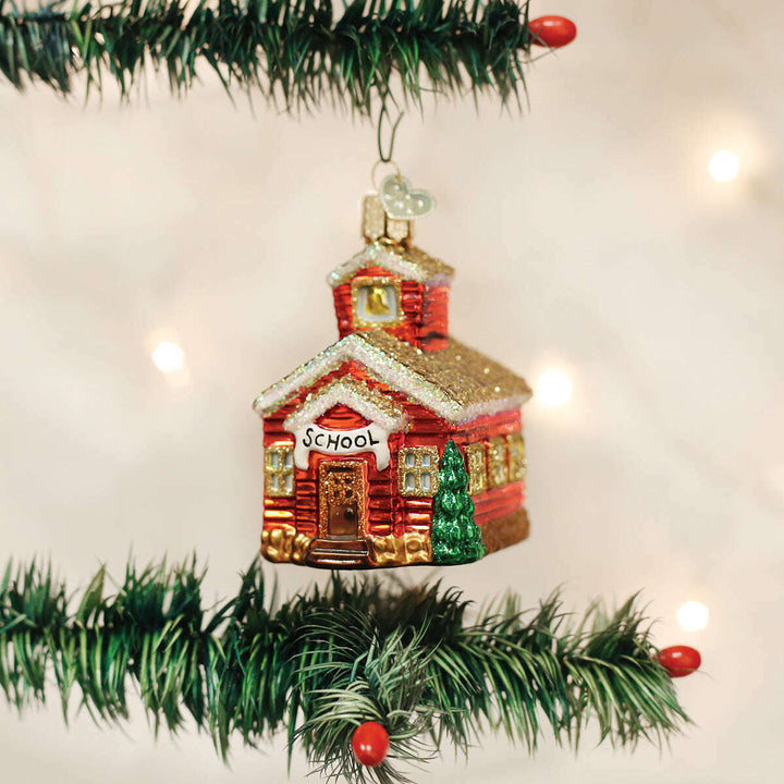 Old World Christmas School House Blown Glass Ornament