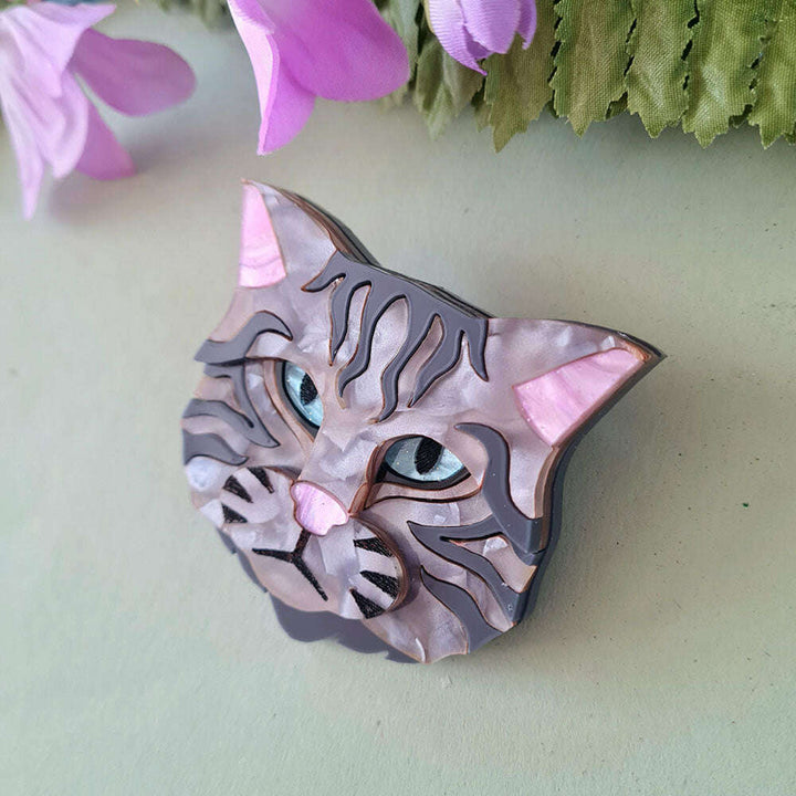 Scottish Wild Cat Grey Tabby Brooch by Cherryloco Jewellery 5