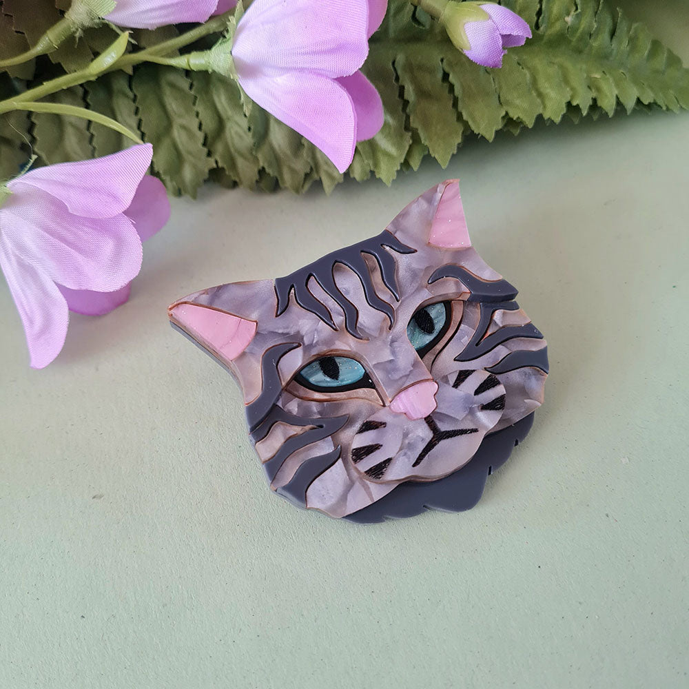 Scottish Wild Cat Grey Tabby Necklace by Cherryloco Jewellery 2