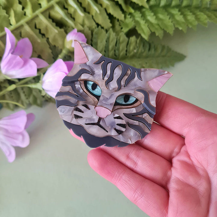 Scottish Wild Cat Grey Tabby Necklace by Cherryloco Jewellery 3