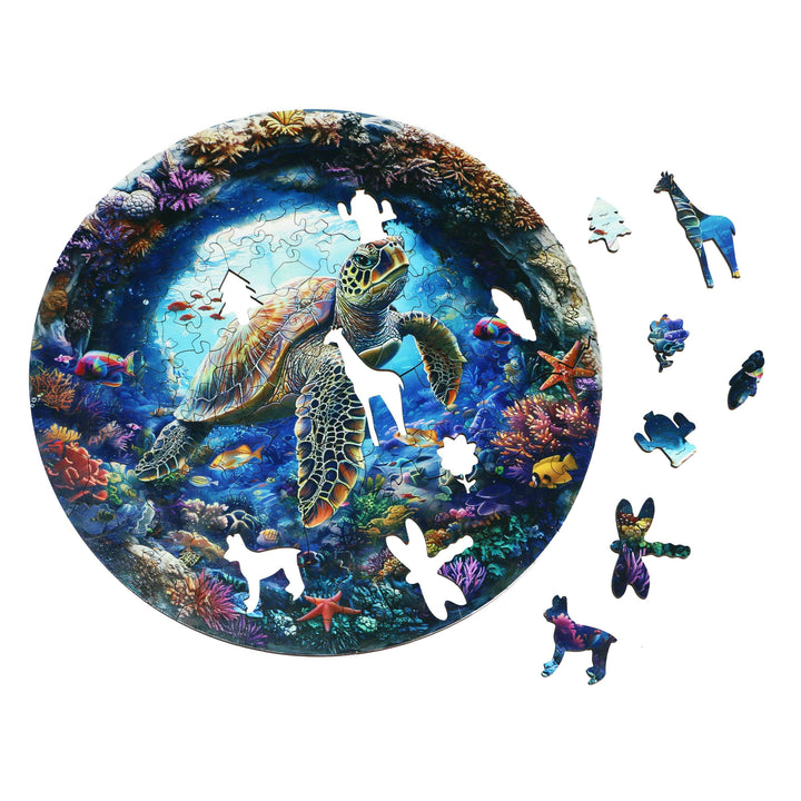 Sea Turtle - Jigsaw Wooden Puzzle by Wizardi F07N9-32