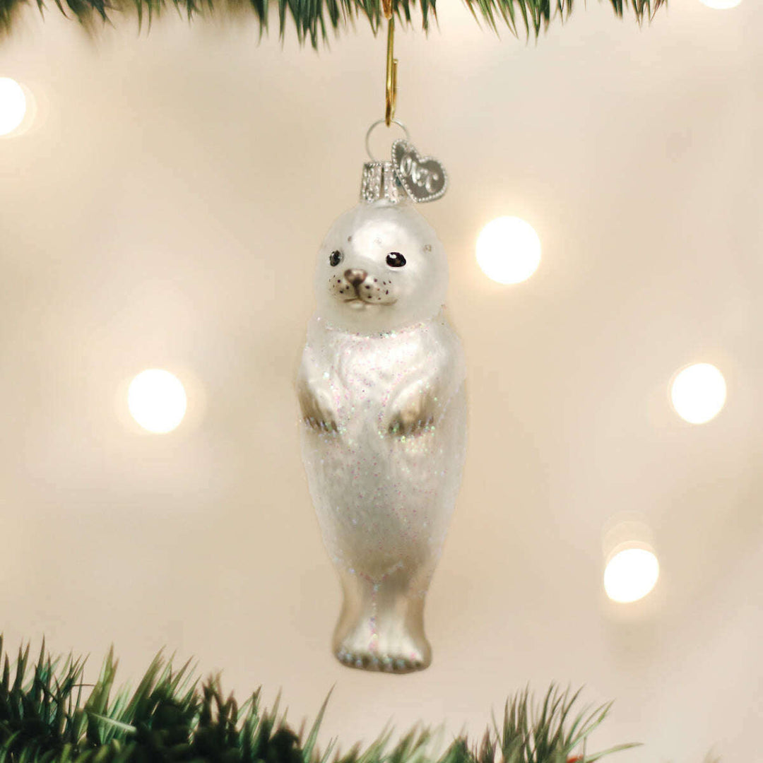 Old World Christmas Seal Pup Blown Glass Ornament