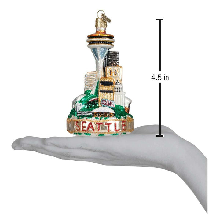 Old World Christmas Seattle Skyline Blown Glass Ornament