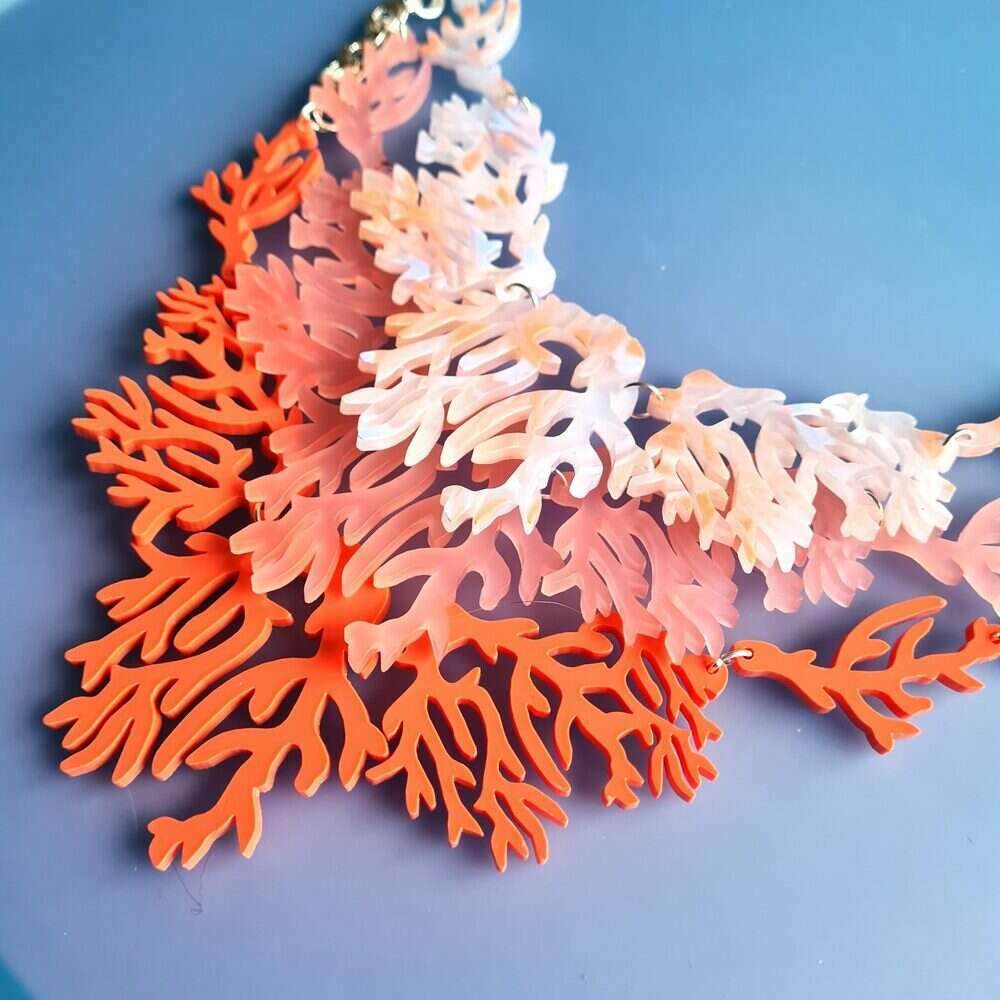 Seaweed Statement Necklace - Coral Sunset by Cherryloco Jewellery 2