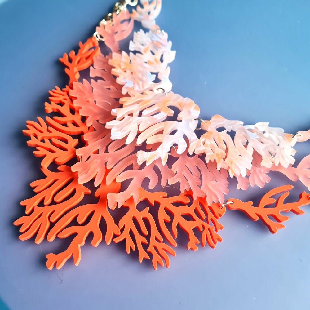 Seaweed Statement Necklace - Coral Sunset by Cherryloco Jewellery 2