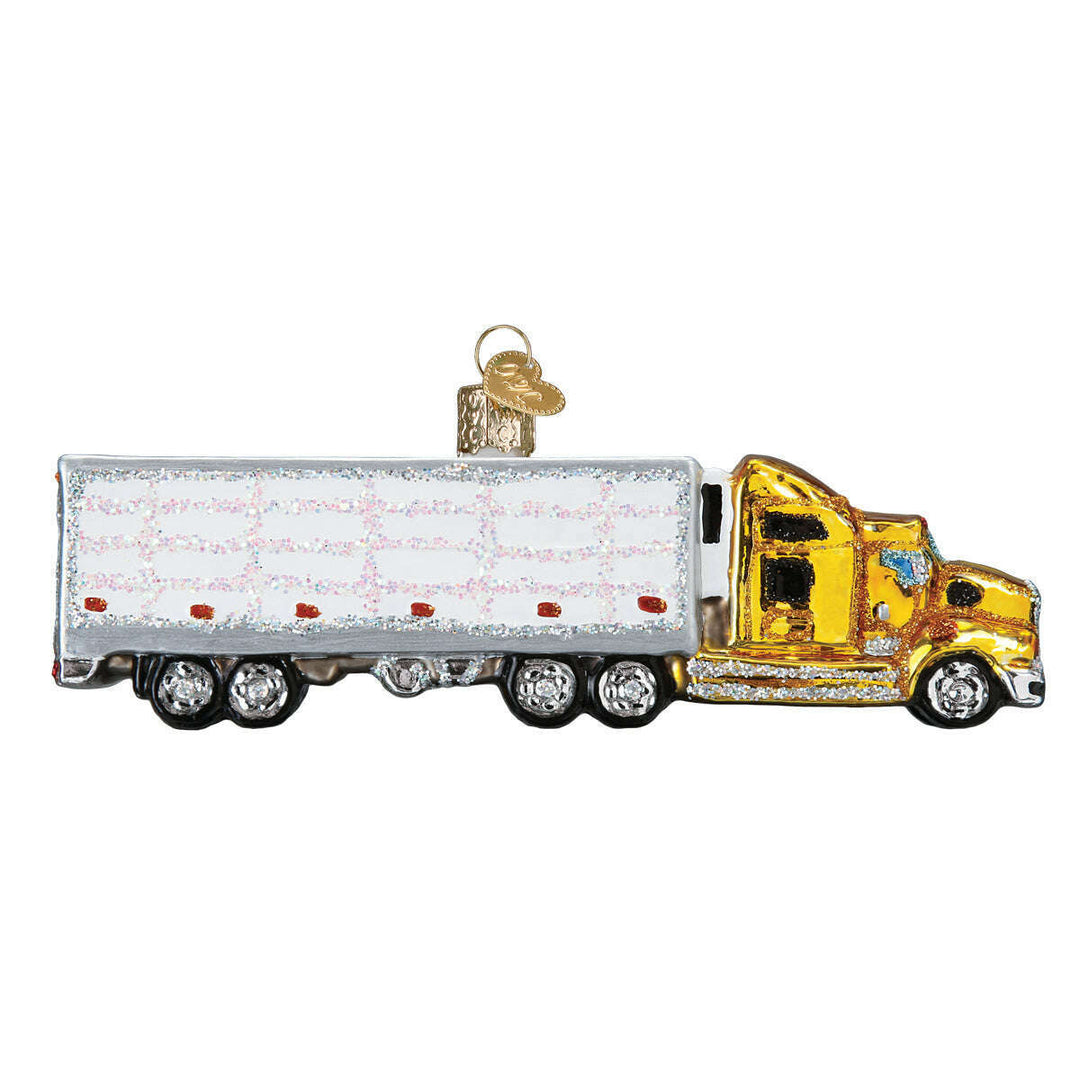 Old World Christmas Semi Truck Blown Glass Ornament