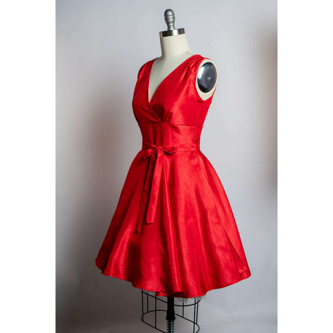 Serena Swing Dress - Shantung, Red