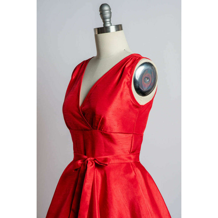 Serena Swing Dress - Shantung, Red