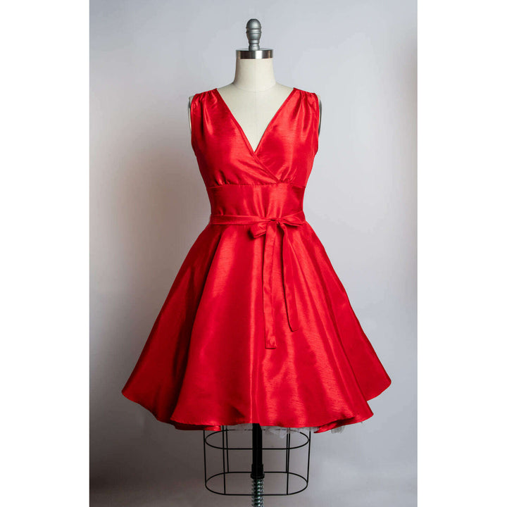Serena Swing Dress - Shantung, Red