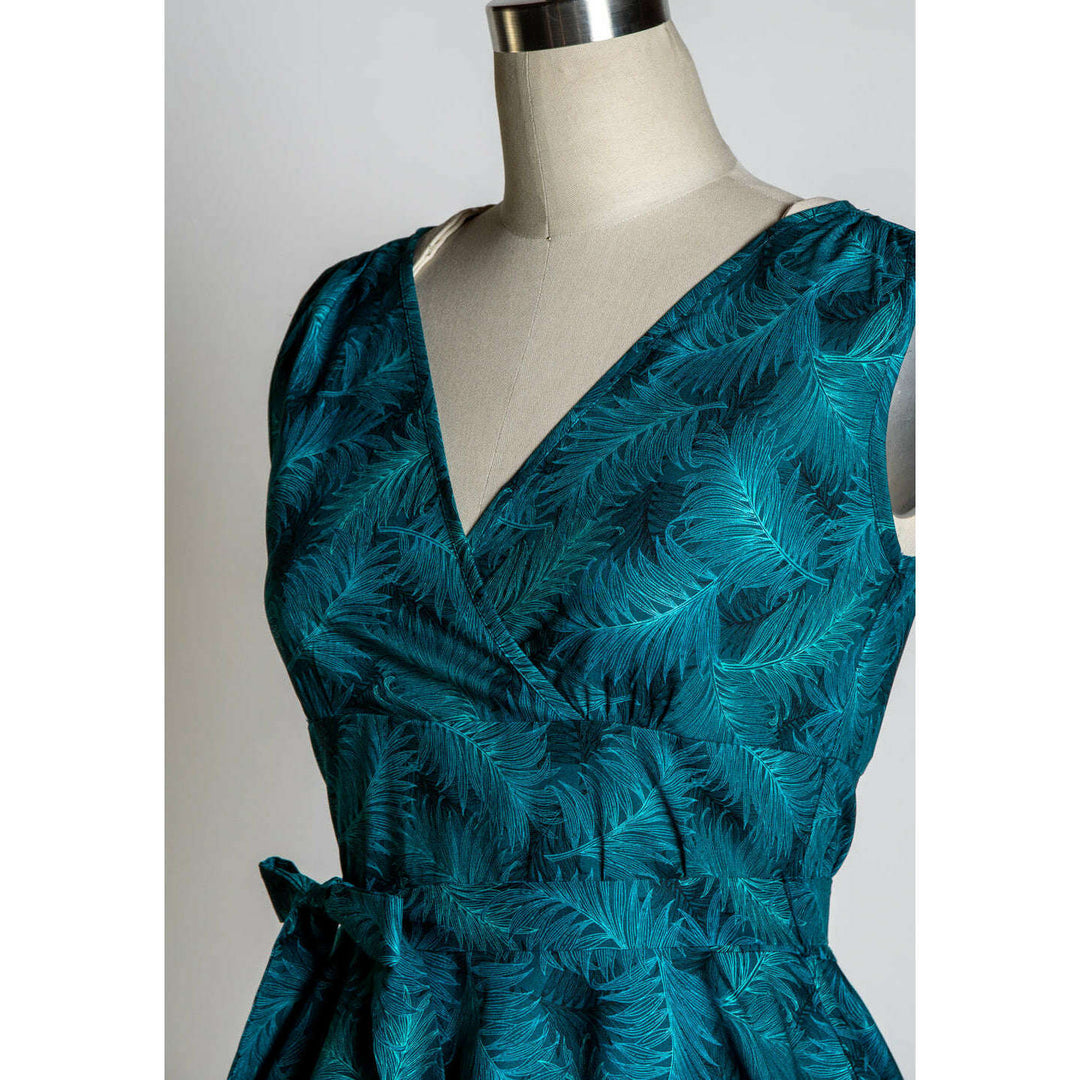 Serena Swing Dress- Teal Ferns