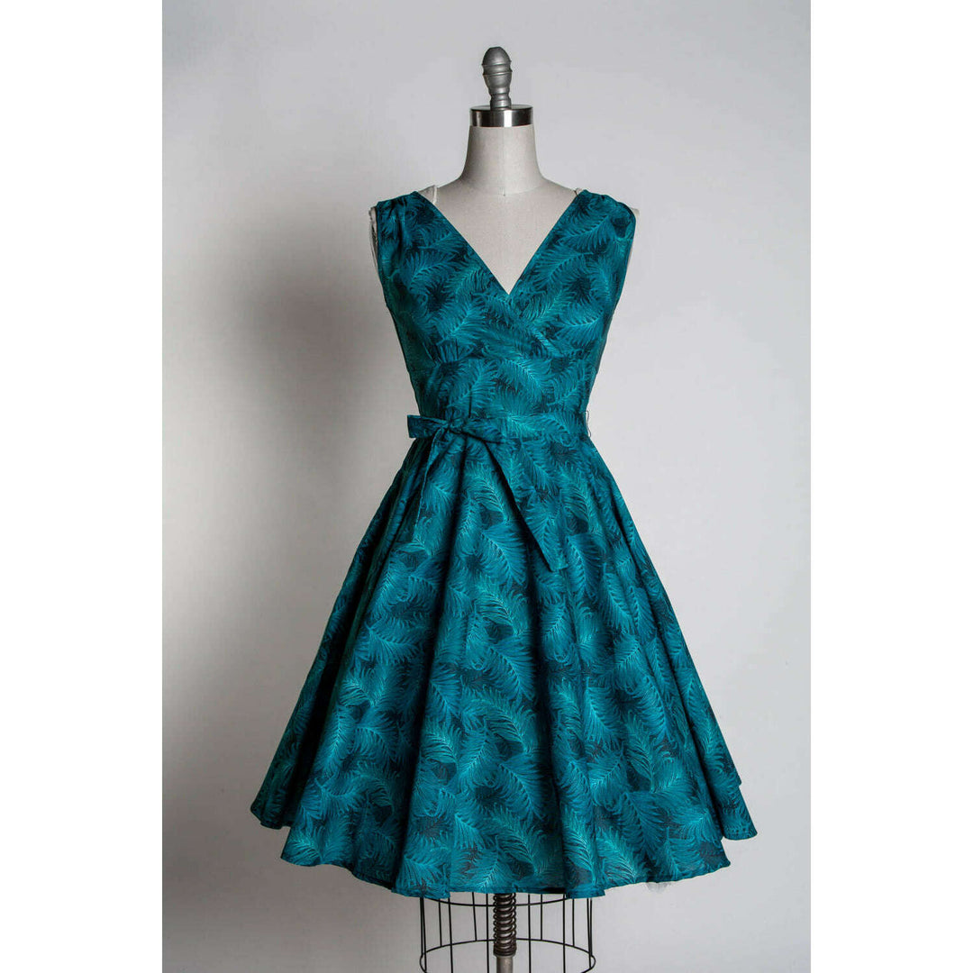 Serena Swing Dress- Teal Ferns