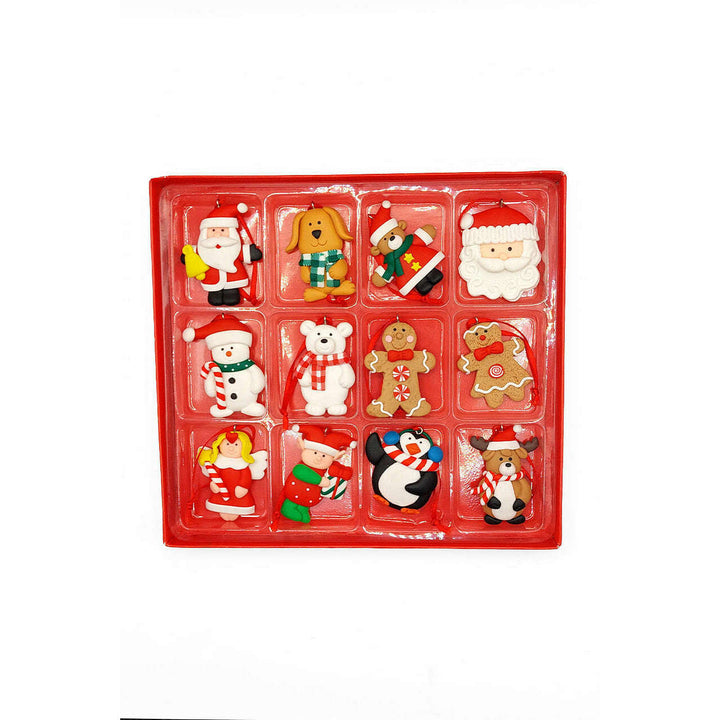 Set of 12 Small Christmas Gingerbread Ornaments. Wizardi Festive Decoration F07-N2-2-W2597