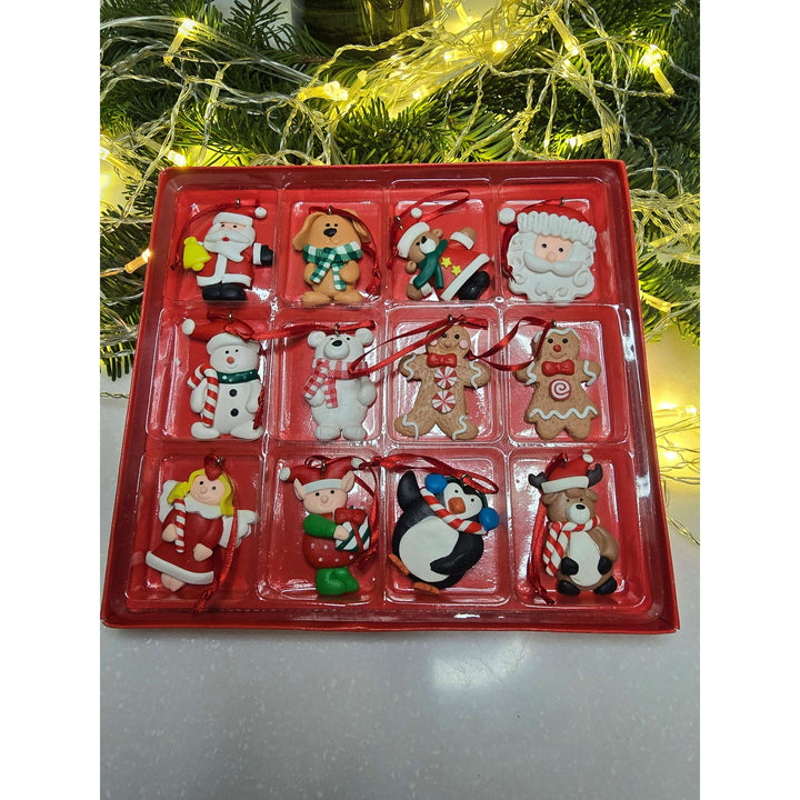 Set of 12 Small Christmas Gingerbread Ornaments. Wizardi Festive Decoration F07-N2-2-W2597